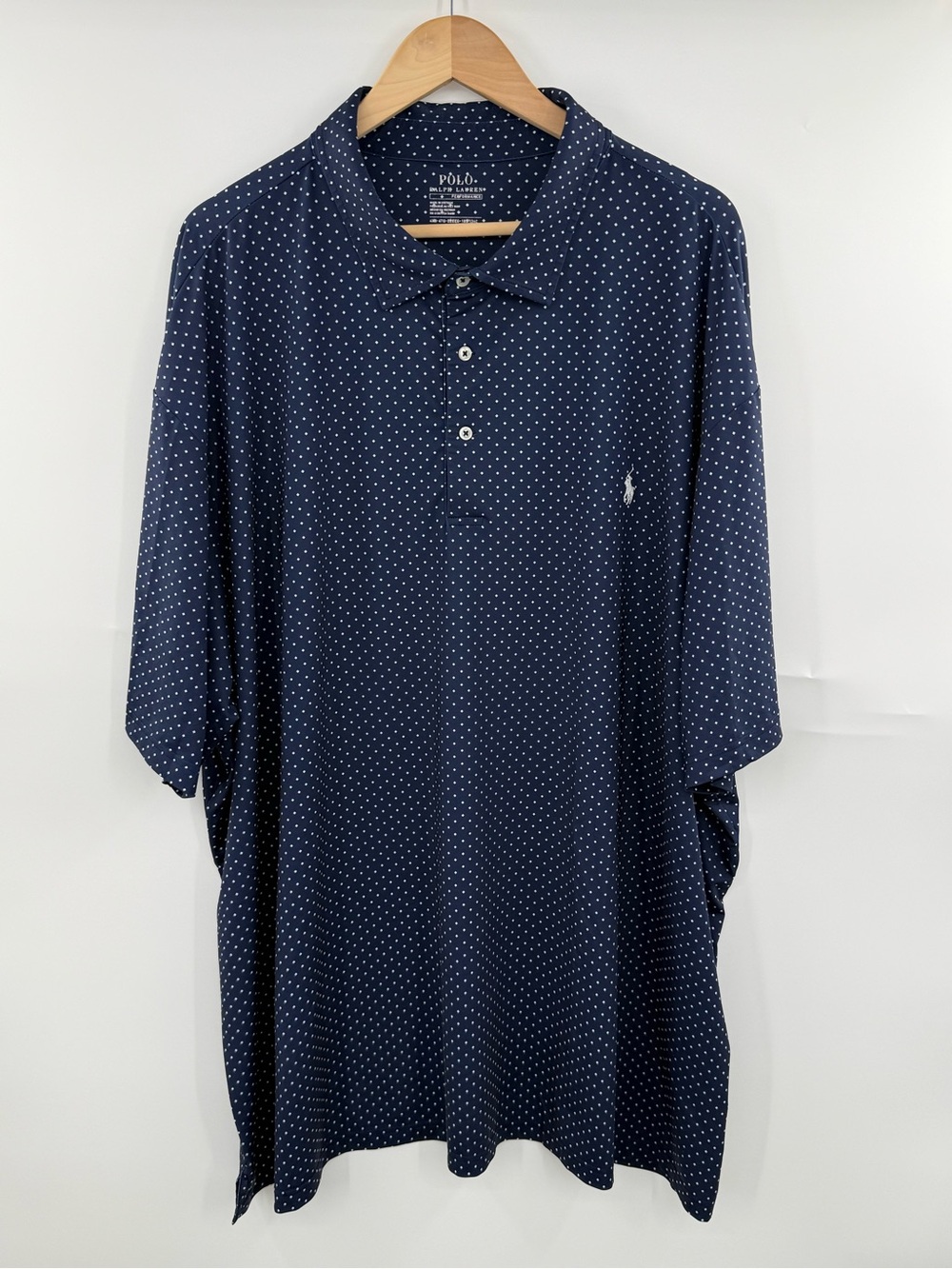 Polo Ralph Lauren Performance Polo Shirt Mens 4XB Navy Geometric Golf Stretch